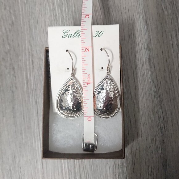 Silver Teardrop Hook Earrings - Picture 3 of 4